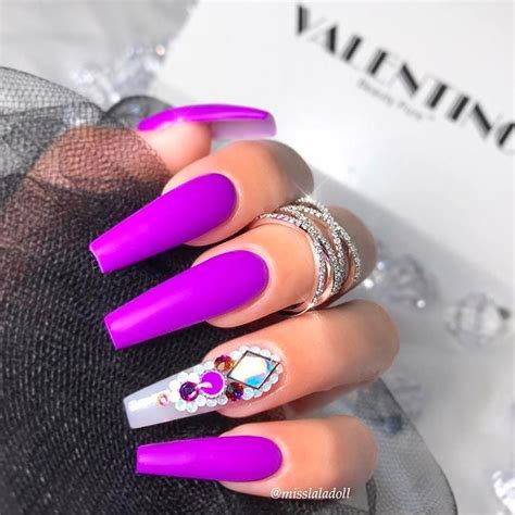 Hot Color Shades To Stay Fashionable With Ballerina Nails Purple Nail