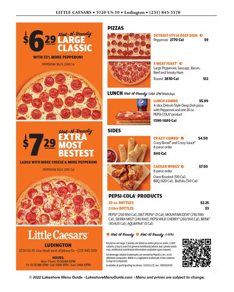 menu guide little caesars pizza visit ludington