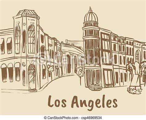Hand Drawn Sketch Of Rodeo Drive In Los Angeles United States Of