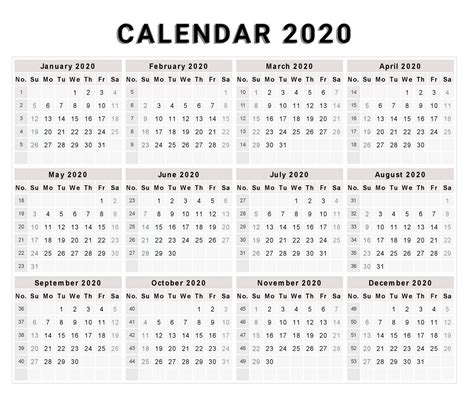 A selection of blank calendars that you can print. 2020 One Page Calendar Printable | Calendar 2020
