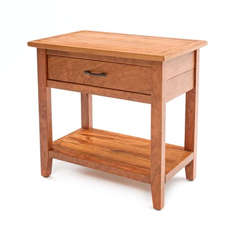 Denver 1 Drawer Nightstand Solid Cherry Wood Tapered Legs
