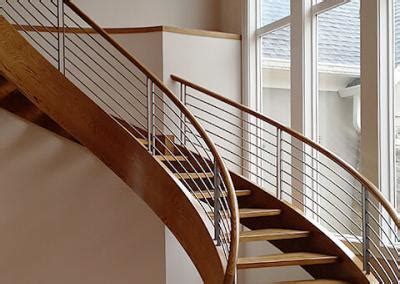 Freestanding Curved Staircase Open Riser Wood Treads Artistic