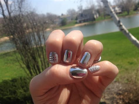 Metallic Silver Chrome And Grey And Silver Horizontal Pinstripe Jamberry