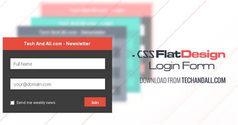 Flat Design Ui For Login Forms And Newsletter Subscription Forms Css