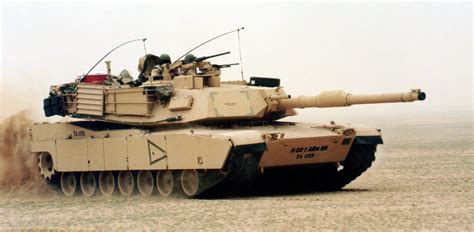 A Us Tank Team In An M1a1 Abrams Main Battle Tank Mbt Advances