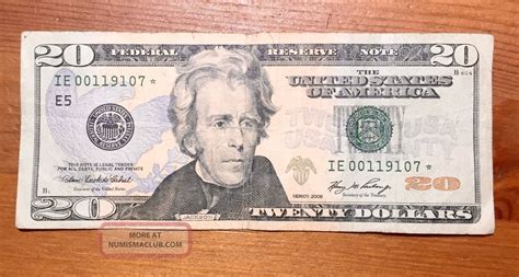20 Star Bank Note Twenty Dollar Bill In Series 2006 Rare