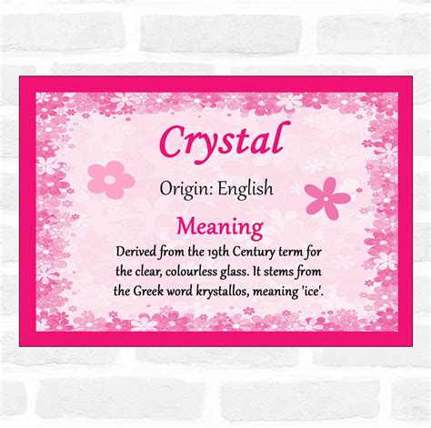 Crystal Name Meaning Pink Certificate The Card Zoo