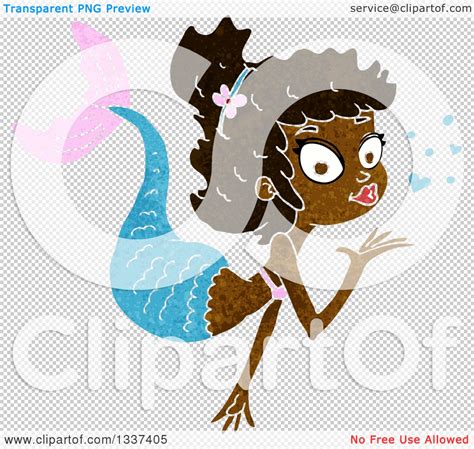 Clipart Of A Textured Black Mermaid Blowing A Kiss Royalty Free