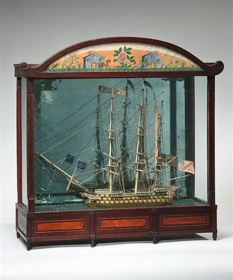 Large Ship Model Displayed In Cabinet Pennsylvania Circa 1810 1820