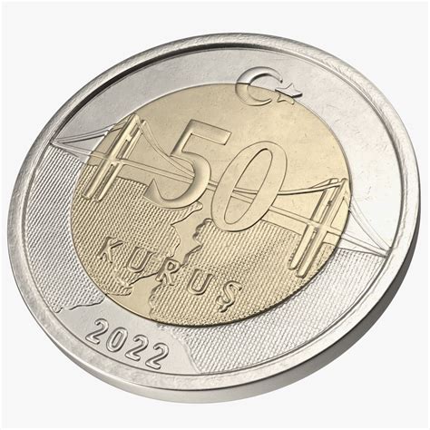 Coin 50 Kurus From Turkey 3d Model 19 3ds Blend C4d Fbx Max Ma
