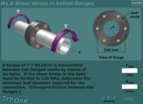 Solved M16 Shear Stress In Bolted Flanges Scenes т Bolt