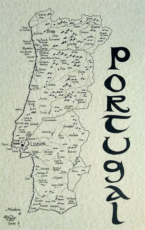 Mapa De Portugal Dibujado A Mano Etsy Espa A