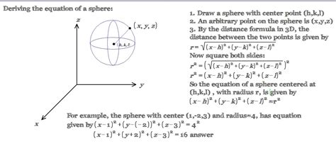 Deriving And Using The Equation Of A Sphere Calculus Coaches