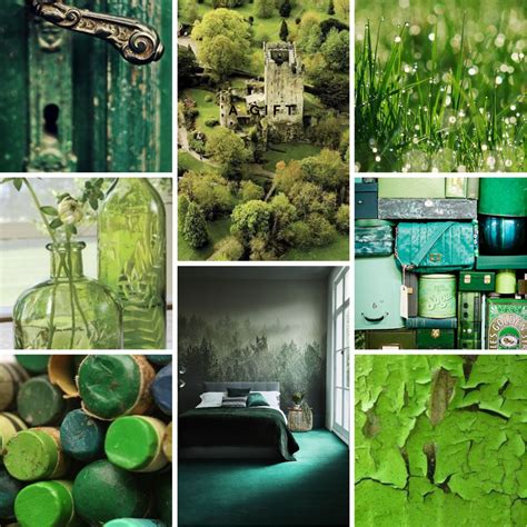 Green Inspirational Mood Board Using Natural Textures And Pattern