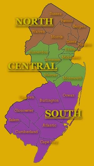 New Jersey Regions Map Smaller  To Fit Carl E Peters Llc