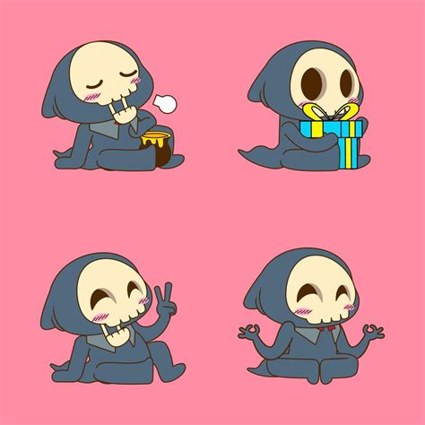 Cute Grim Reaper Drawing Cartoon Grim Reaper Halloween Sticker 6529059