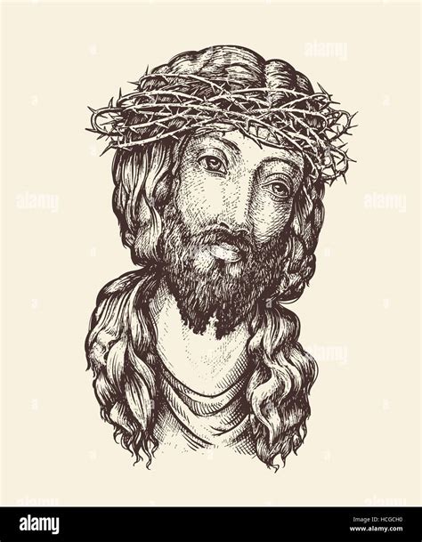 Jesus Portrait Etching Stock Vector Images Alamy
