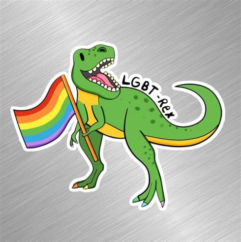 LGBTQ T Rex Vinyl Decal Sticker Car Cellphone Laptop Gay Pride Rainbow Dinosaur EBay