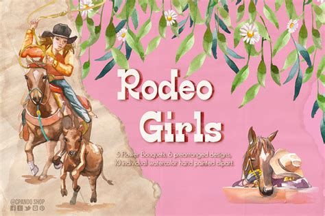Rodeo Girls Cowgirl Clip Art Pre Designed Photoshop Graphics ~ Creative Market