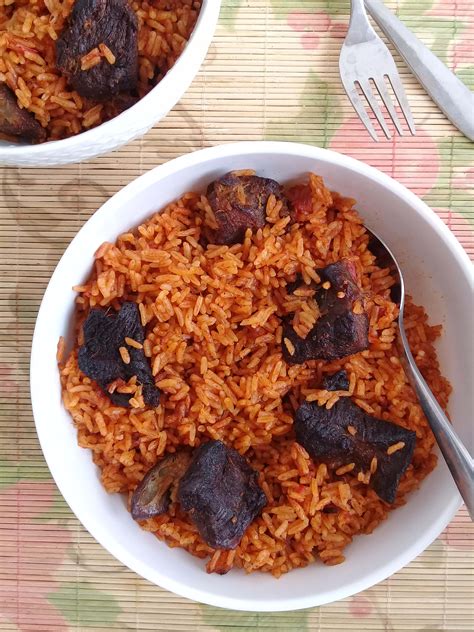 You could add vegetables like chopped carrots, green beans or peas to your rice and mix as soon. Beef jollof - biscuits and ladles