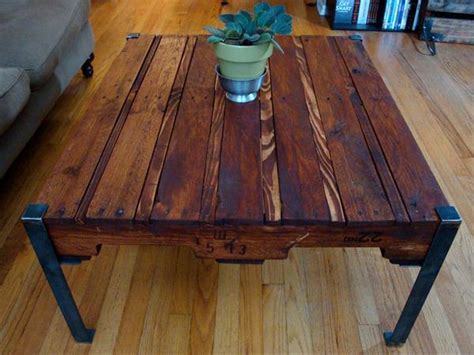 Use furniture bolts to attach. DIY Pallet Wood Table with Steel legs | Pallet Furniture Plans
