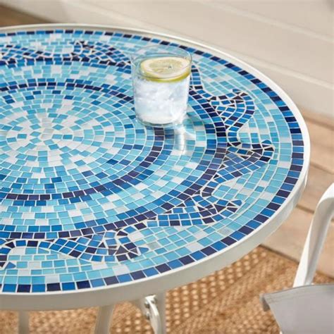 Stylewell 28 In Coastal Glass Mosaic Outdoor Patio Bistro Table