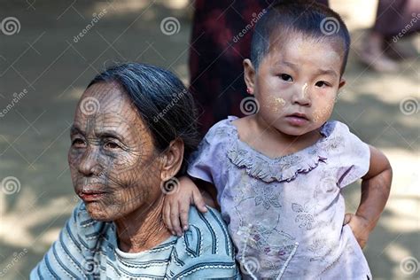 Last Of The Tattooed Burmese Chin Tribe Women Editorial Stock Image