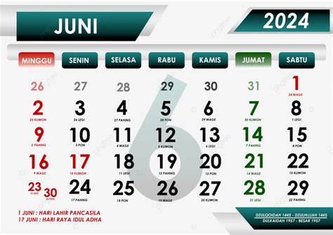 Kalender Juni 2024 Bersamaan Dengan Tanggal Merah Hari Raya Jawa Dan