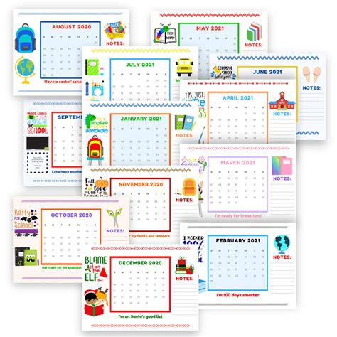 Back To School Calendar For Kids Cheerful Shop By Cheers To Life Blog