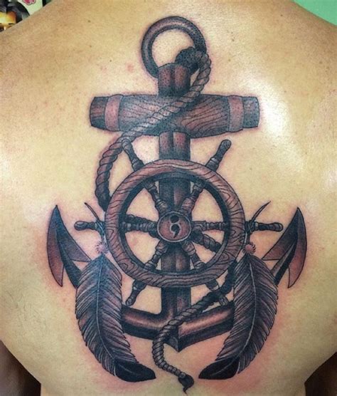 Anchor And Feather Tattoo On Back Anchor Tattoo Ankle Anchor Tattoo