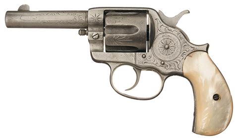 Engraved Colt 1878 Sheriffs Model Double Action Revolver With Pearl