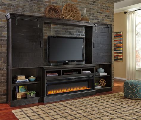 Sharlowe Charcoal Lg Tv Stand 2 Piers Bridge With Wide Fireplace