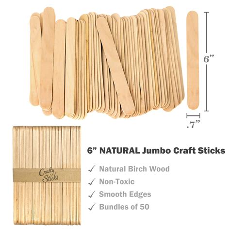 Jumbo Natural Color Wooden Craft Sticks