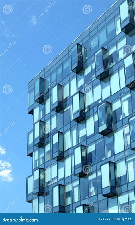 Modern Office Building Glass Wall Vertical View Close Up Stock Photo