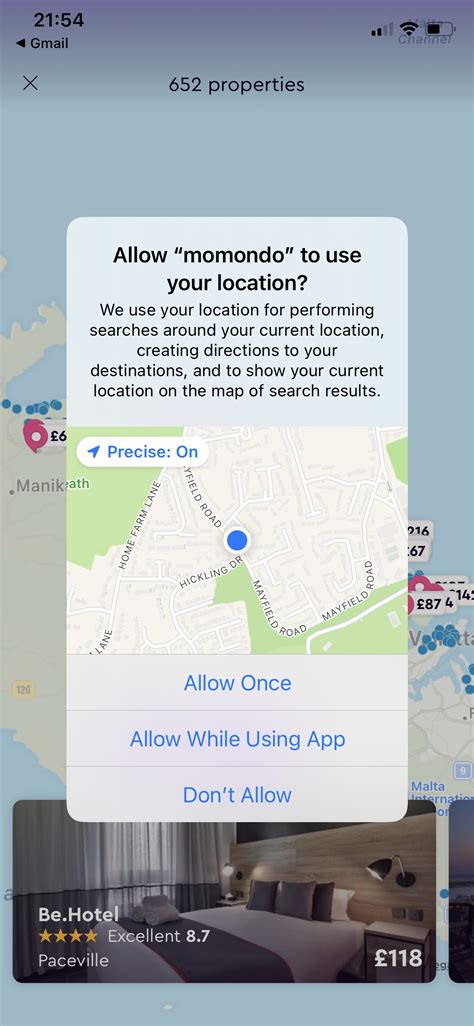 Screenshot Of Momondo Enable Location Services