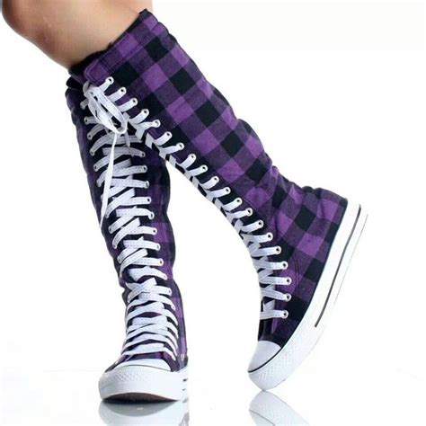 So Cool Womens Knee High Boots Knee High Converse Purple Shoes Flats