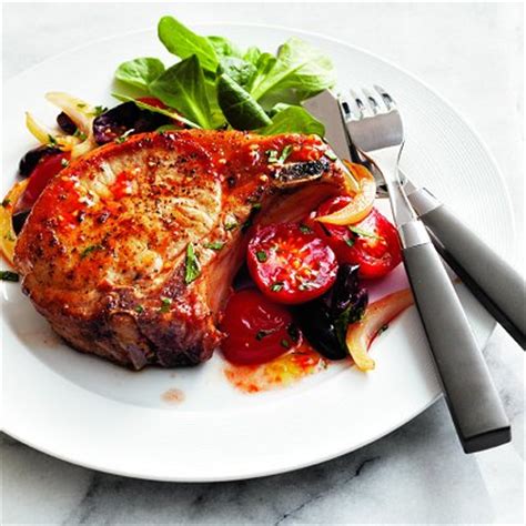 Learn the tips and tricks to making delicious juicy pork chops this recipe as shown uses thick center cut porkchops about 1 1/2 inches thick. Mediterranean pork chops recipe - Chatelaine.com
