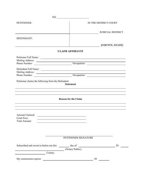 Small Claims Affidavit Template Fill Out Sign Online And Download