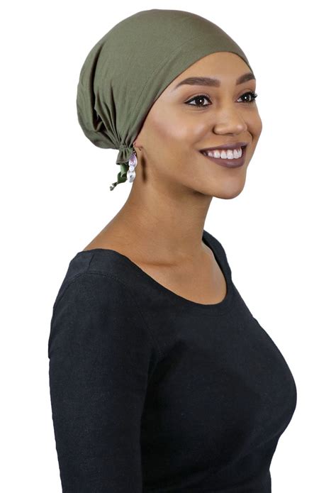 Celeste Cotton Chemo Scarves Pre Tied Head Scarf For Women Cancer Patients Olive Green