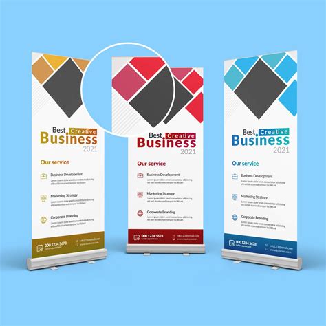 Free 3 Roll Up Banner Mockup Psd Template Mockup Den