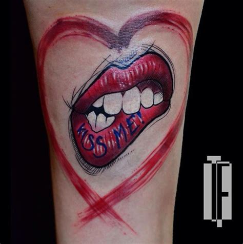 Watercolor Lips Tattoo