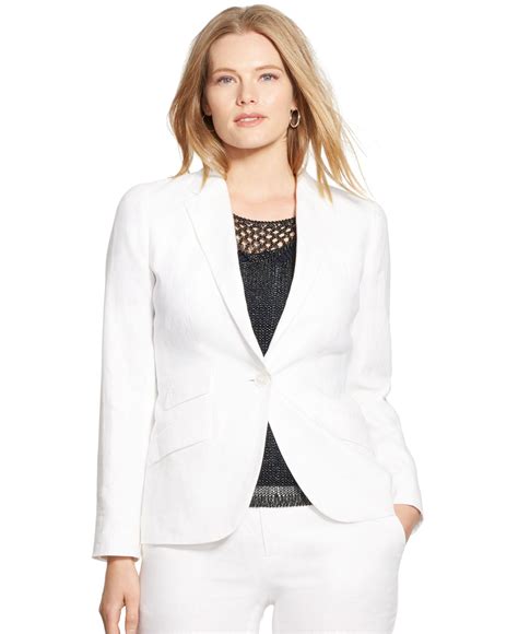 Lyst Lauren By Ralph Lauren Plus Size Silk Linen Blazer In White