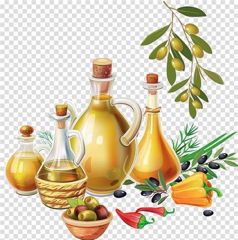 Olive Oil Harvest Landscape Cartoon Bottle Transparent Background Png