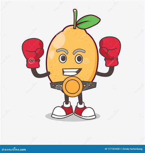 Lemon Fruit Cartoon Mascot Character In Sporty Boxing Style Stock
