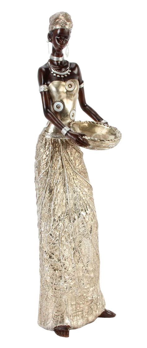 Golden Gold Leaf African Masai Lady Figurine T Ornament Massai