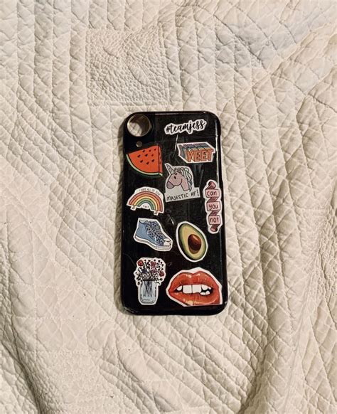 Fun And Colourful Stickers Layered On A Black Phone Case Phone Case