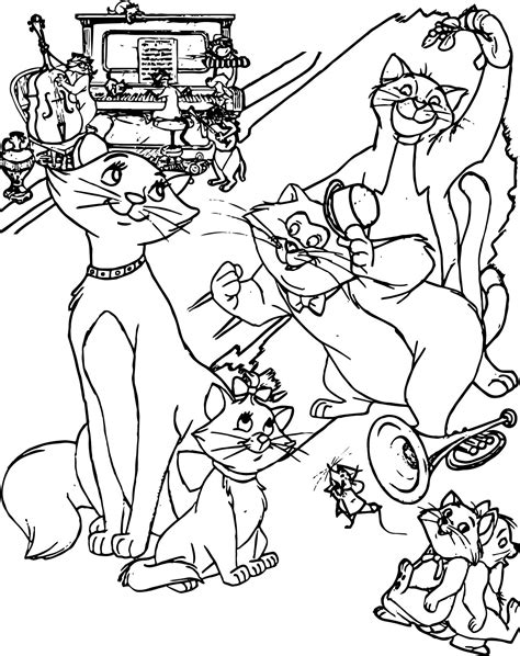 Disney The Aristocats Playing Piano Coloring Page Coloring Pages For