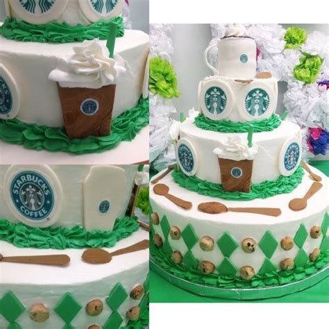Starbucks Themed Birthday Cake All Edible Fondant Frappuccinos Wwhip