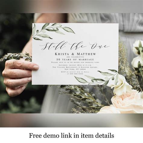 Olive Vow Renewal Invitation Template Still The One Boho Etsy In 2021