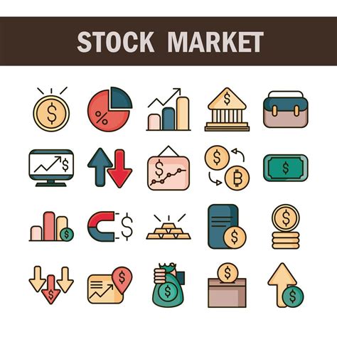 Stock Market And Economics Line And Fill Icon Set 1256949 Vector Art At